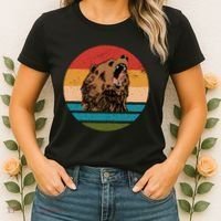 Sunset Retro Wild Bear Women's T-Shirt thumb 2