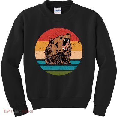Sunset Retro Wild Bear Kids Sweatshirt