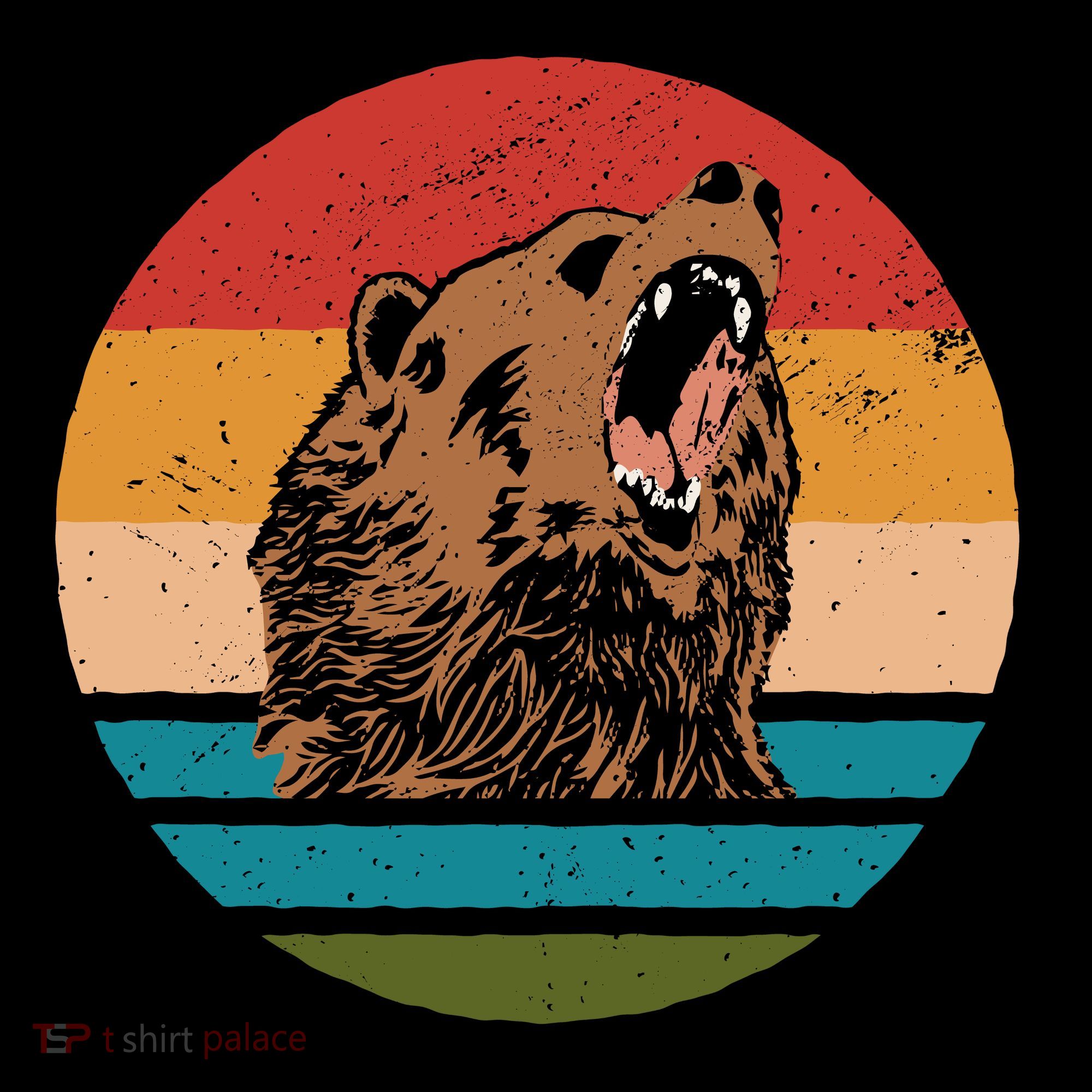 Sunset Retro Wild Bear Kids Sweatshirt