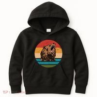Sunset Retro Wild Bear Kids Hoodie thumb 0