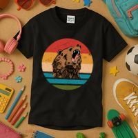 Sunset Retro Wild Bear Kids T-Shirt thumb 3