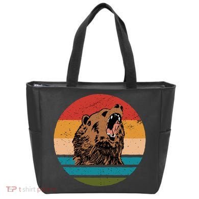 Sunset Retro Wild Bear Tote Bag