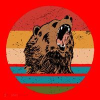 Sunset Retro Wild Bear Santa Hat thumb 1