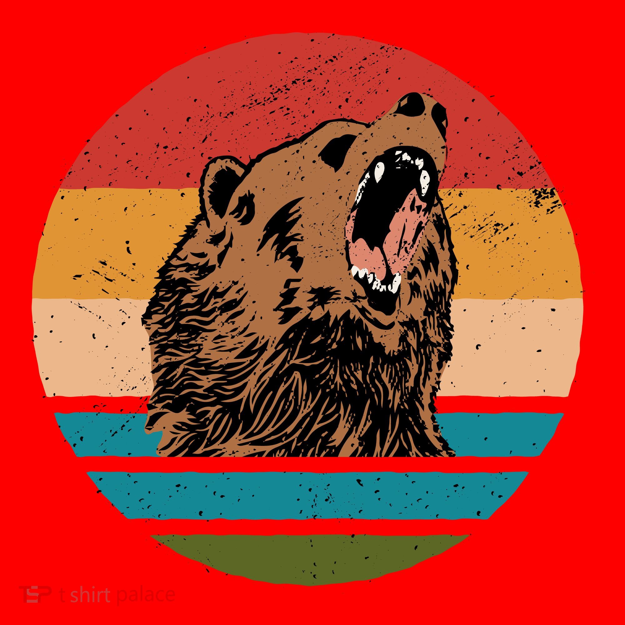 Sunset Retro Wild Bear Santa Hat