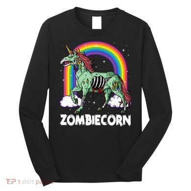 Spooky Rainbow Zombiecorn Halloween Costume Long Sleeve Shirt