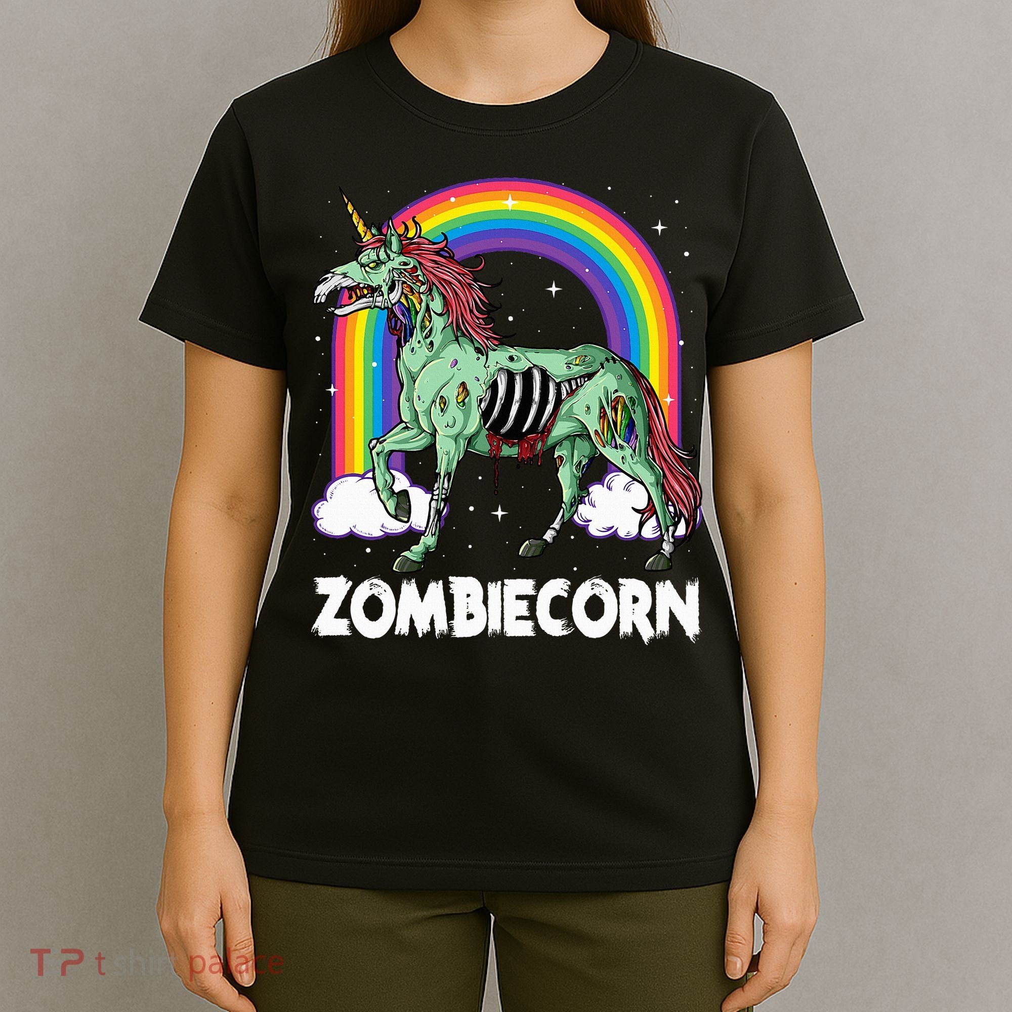 Spooky Rainbow Zombiecorn Halloween Costume T-Shirt