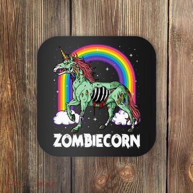 Spooky Rainbow Zombiecorn Halloween Costume Coaster