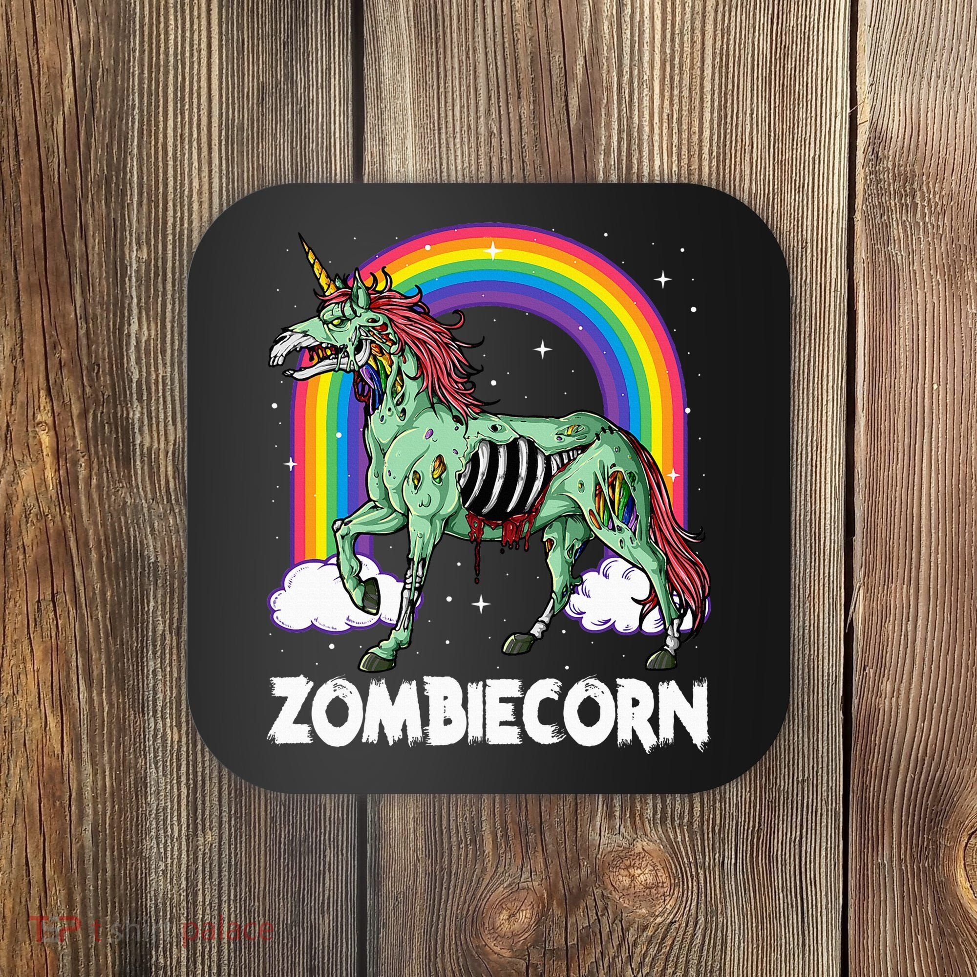 Spooky Rainbow Zombiecorn Halloween Costume Coaster