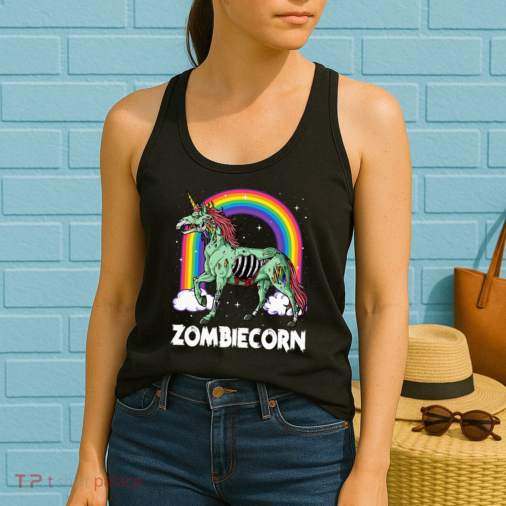 Spooky Rainbow Zombiecorn Halloween Costume Women's Tank Top