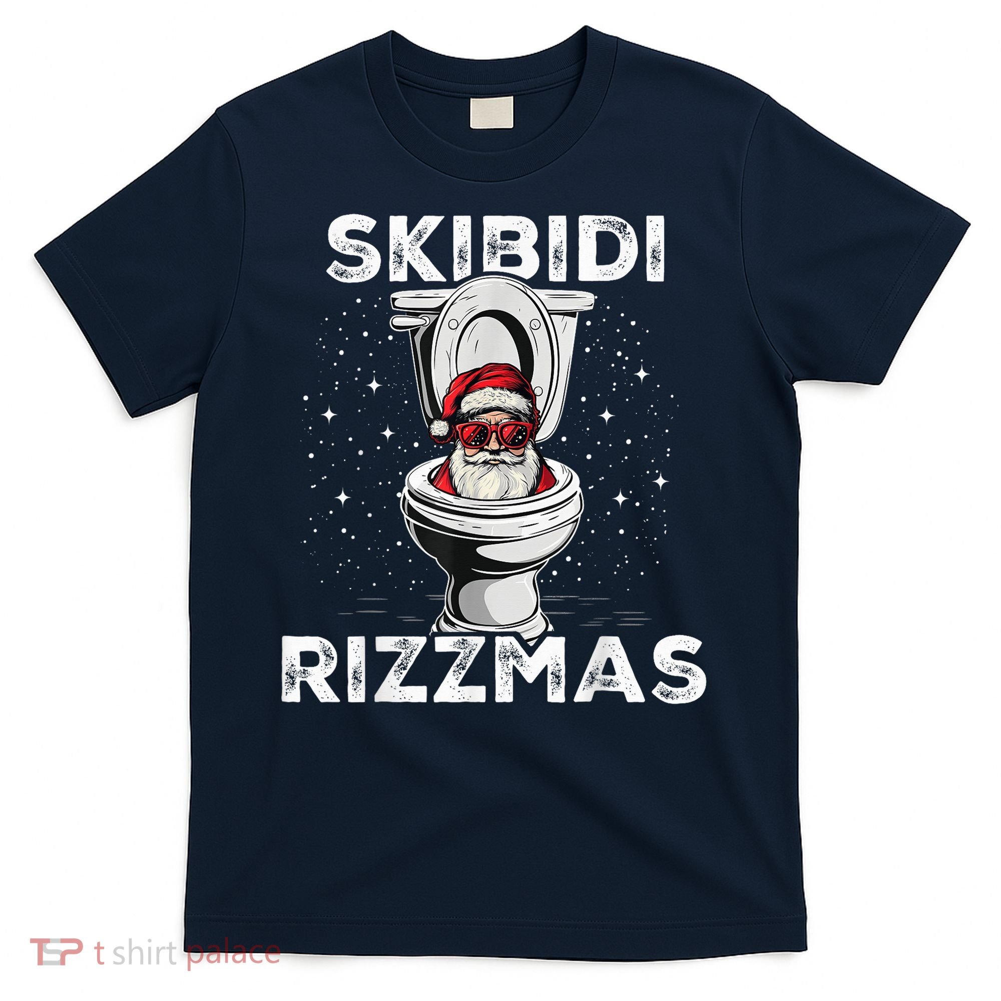 S.K.I.B.I.D.I Riz Zmas Funny Toilet Santa White Elephant Christmas T-Shirt