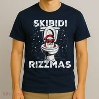 S.K.I.B.I.D.I Riz Zmas Funny Toilet Santa White Elephant Christmas T-Shirt thumb 3