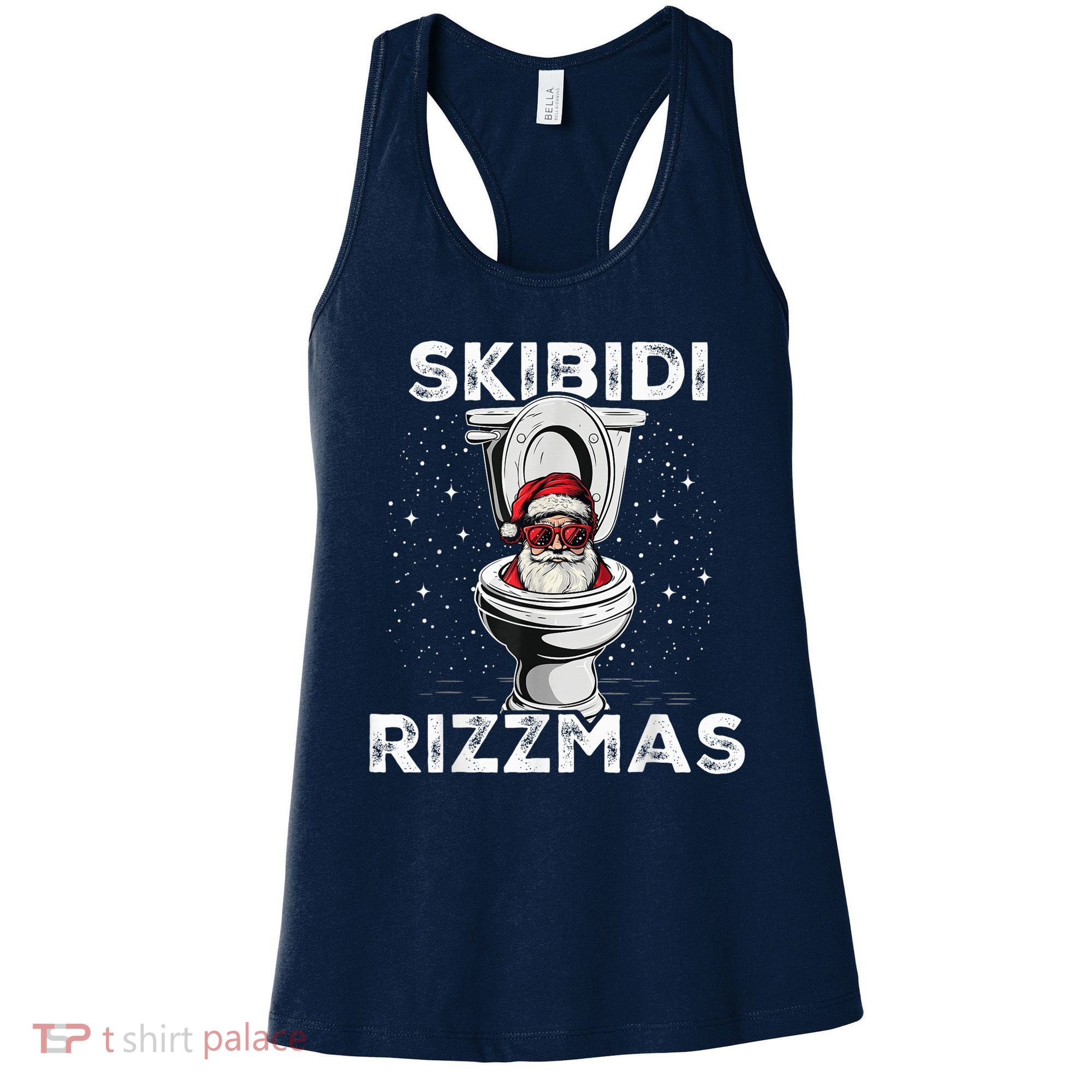S.K.I.B.I.D.I Riz Zmas Funny Toilet Santa White Elephant Christmas Women's Tank Top