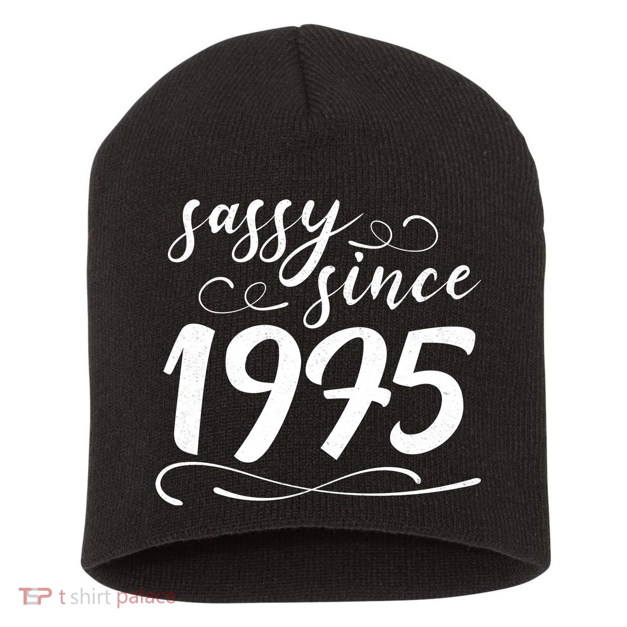 Sassy Since 1975 Birthday 50th Birthday Short Acrylic Beanie