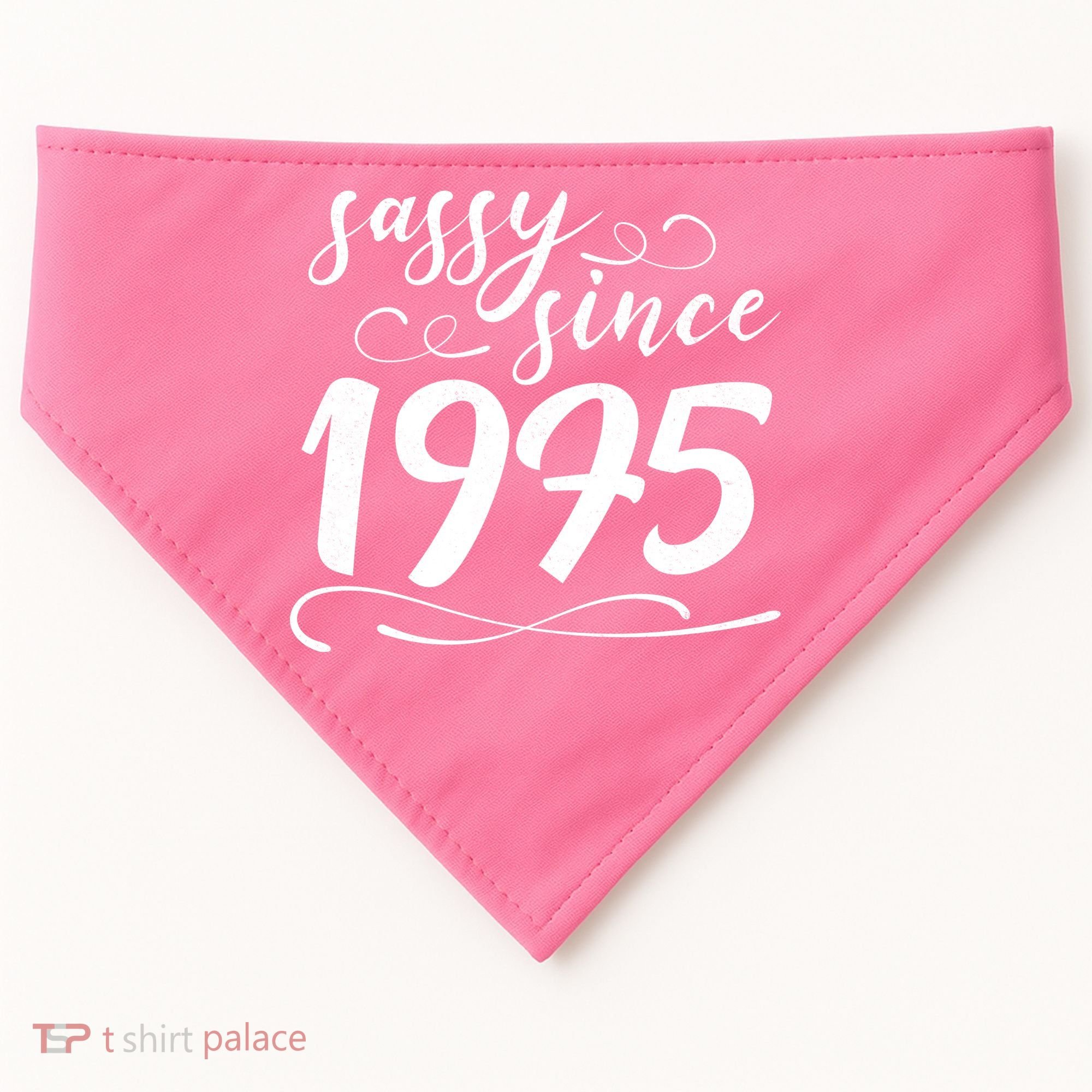 Sassy Since 1975 Birthday 50th Birthday USA-Made Doggie Bandana