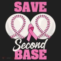 Save Second 2nd Base Funny Baseball Breast Cancer Awareness Premium Women's Sweatshirt thumb 2
