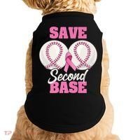 Save Second 2nd Base Funny Baseball Breast Cancer Awareness Premium Doggie Tank thumb 0