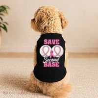 Save Second 2nd Base Funny Baseball Breast Cancer Awareness Premium Doggie Tank thumb 2