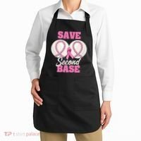 Save Second 2nd Base Funny Baseball Breast Cancer Awareness Premium Apron thumb 2