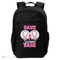 Save Second 2nd Base Funny Baseball Breast Cancer Awareness Premium Backpack thumb 0