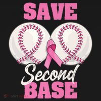 Save Second 2nd Base Funny Baseball Breast Cancer Awareness Premium Women's Perfect Tri Tunic Long Sleeve Shirt thumb 2