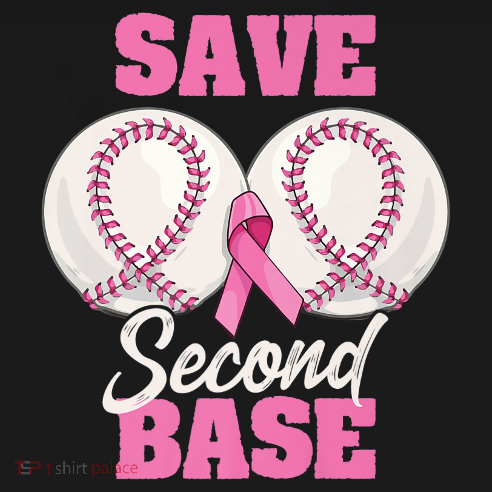Save Second 2nd Base Funny Baseball Breast Cancer Awareness Premium Women's Perfect Tri Tunic Long Sleeve Shirt