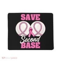 Save Second 2nd Base Funny Baseball Breast Cancer Awareness Premium Mousepad thumb 0