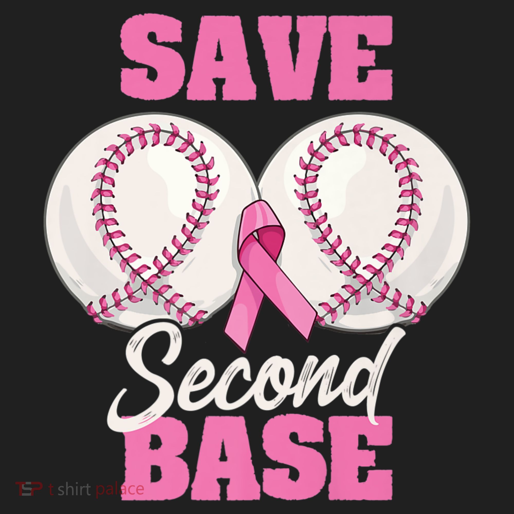 Save Second 2nd Base Funny Baseball Breast Cancer Awareness Premium Hat