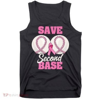 Save Second 2nd Base Funny Baseball Breast Cancer Awareness Premium Tank Top