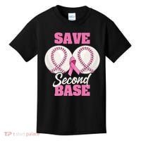 Save Second 2nd Base Funny Baseball Breast Cancer Awareness Premium Kids T-Shirt thumb 0
