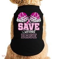 Save Second 2nd Base Funny Baseball Breast Cancer Awareness Doggie Tank thumb 0
