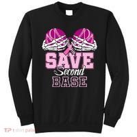 Save Second 2nd Base Funny Baseball Breast Cancer Awareness Sweatshirt thumb 0