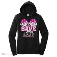 Save Second 2nd Base Funny Baseball Breast Cancer Awareness Women's Hoodie thumb 0
