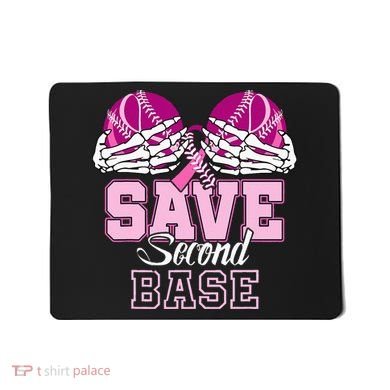 Save Second 2nd Base Funny Baseball Breast Cancer Awareness Mousepad