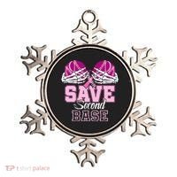 Save Second 2nd Base Funny Baseball Breast Cancer Awareness Ornament thumb 0