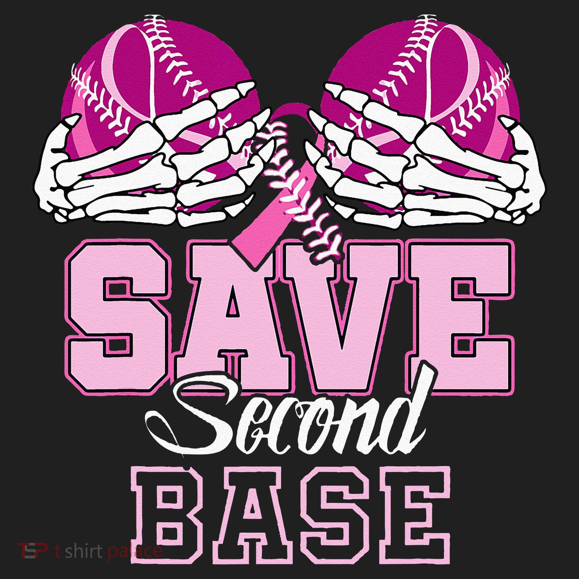 Save Second 2nd Base Funny Baseball Breast Cancer Awareness Hat