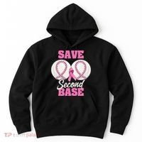 Save Second 2nd Base Funny Baseball Breast Cancer Awareness Hoodie thumb 0