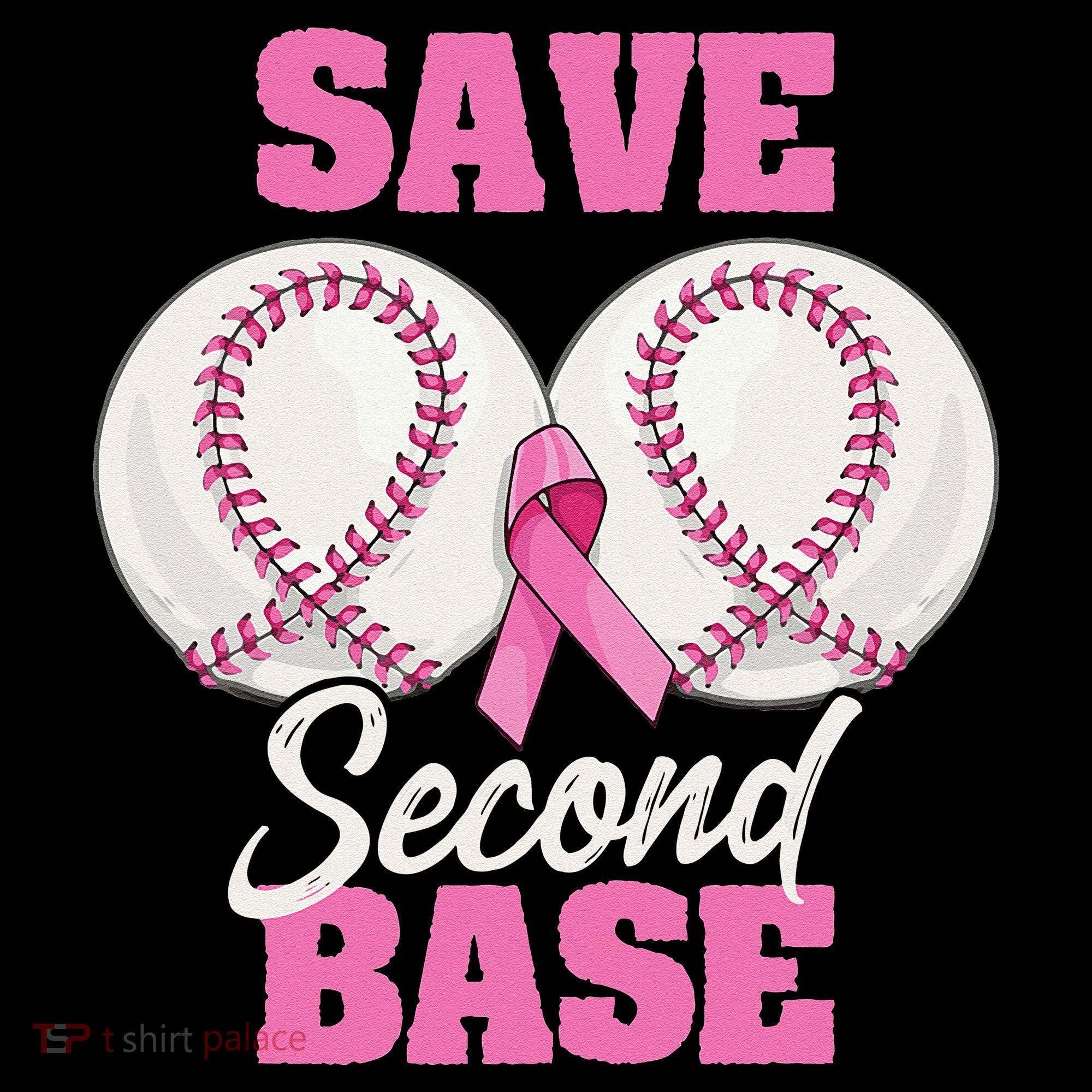 Save Second 2nd Base Funny Baseball Breast Cancer Awareness Hoodie