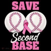 Save Second 2nd Base Funny Baseball Breast Cancer Awareness Sweatshirt thumb 3