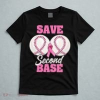 Save Second 2nd Base Funny Baseball Breast Cancer Awareness T-Shirt thumb 5