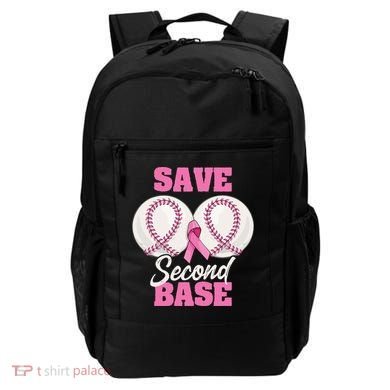 Save Second 2nd Base Funny Baseball Breast Cancer Awareness Backpack