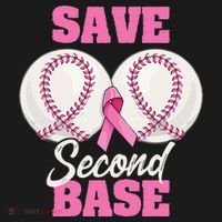 Save Second 2nd Base Funny Baseball Breast Cancer Awareness Backpack thumb 2