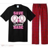 Save Second 2nd Base Funny Baseball Breast Cancer Awareness Pajama Set thumb 0
