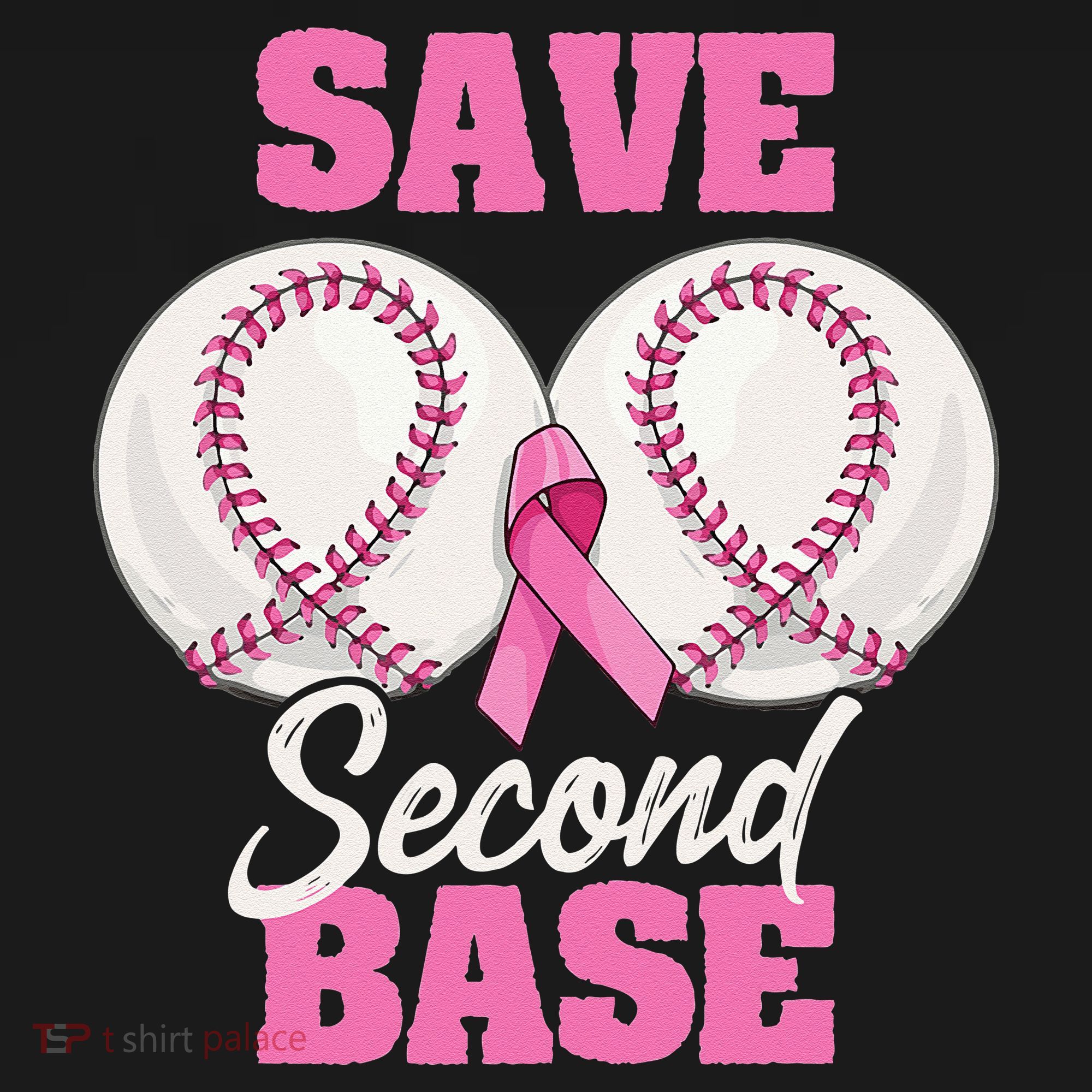 Save Second 2nd Base Funny Baseball Breast Cancer Awareness Pajama Set