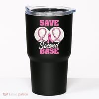Save Second 2nd Base Funny Baseball Breast Cancer Awareness Tumbler thumb 0