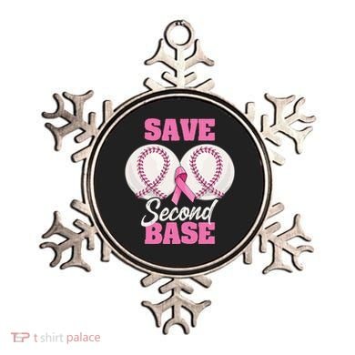 Save Second 2nd Base Funny Baseball Breast Cancer Awareness Ornament