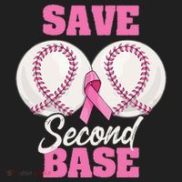 Save Second 2nd Base Funny Baseball Breast Cancer Awareness Golf Towel thumb 3