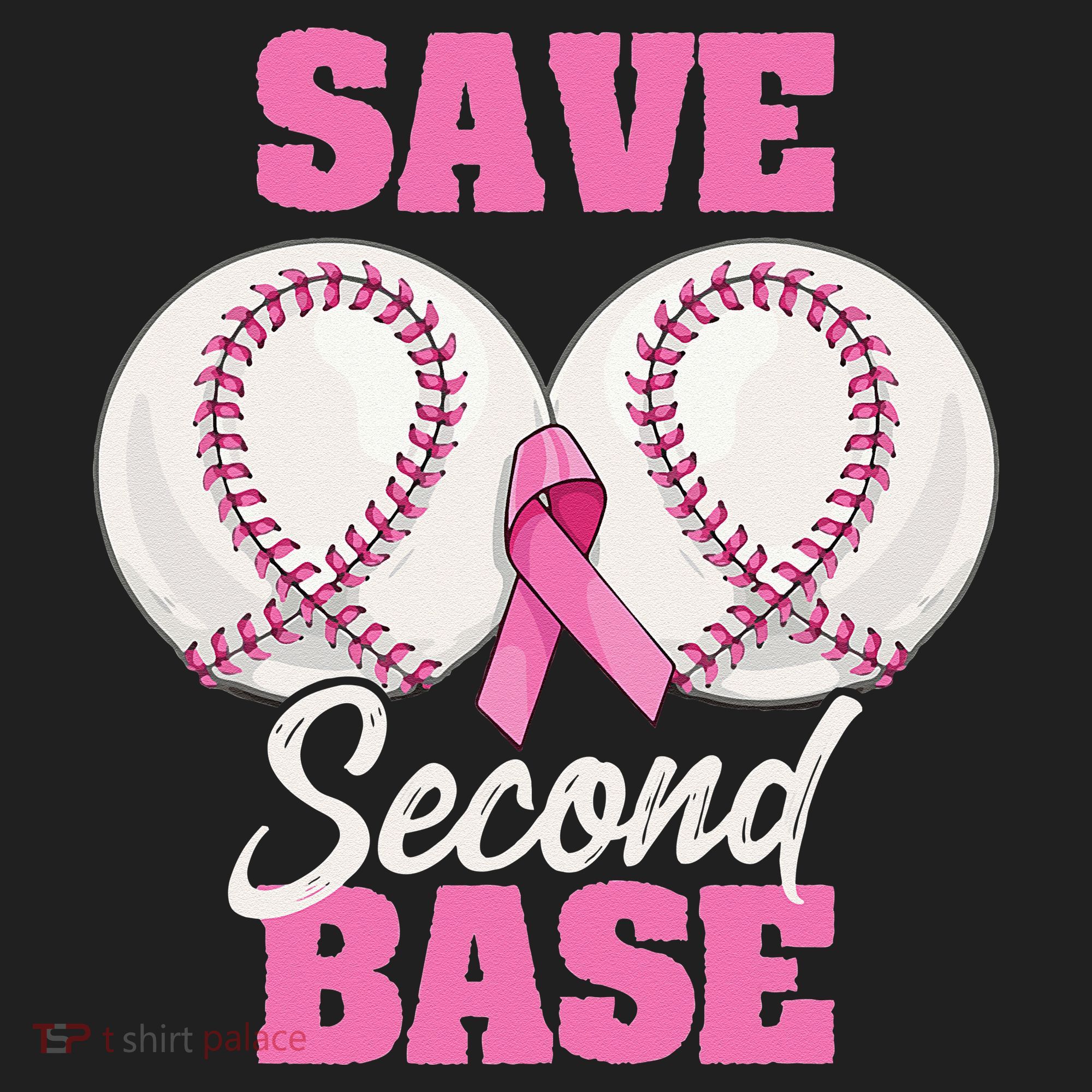 Save Second 2nd Base Funny Baseball Breast Cancer Awareness Golf Towel