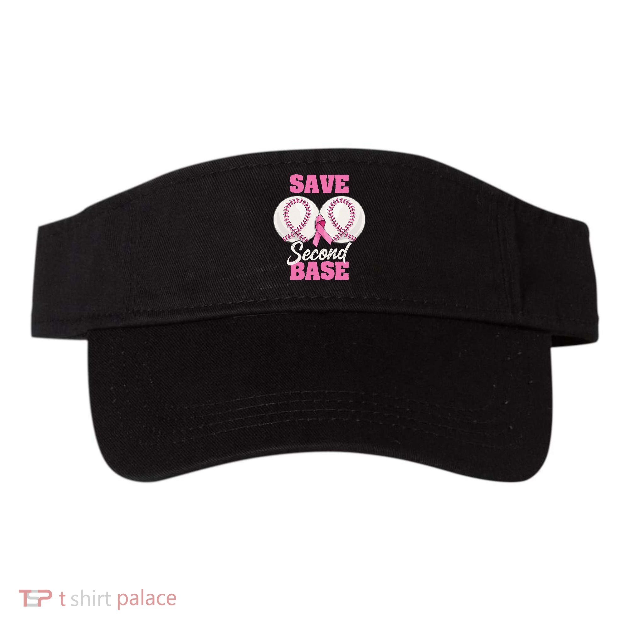Save Second 2nd Base Funny Baseball Breast Cancer Awareness Visor