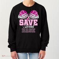 Save Second 2nd Base Baseball Breast Cancer Women's Sweatshirt thumb 0