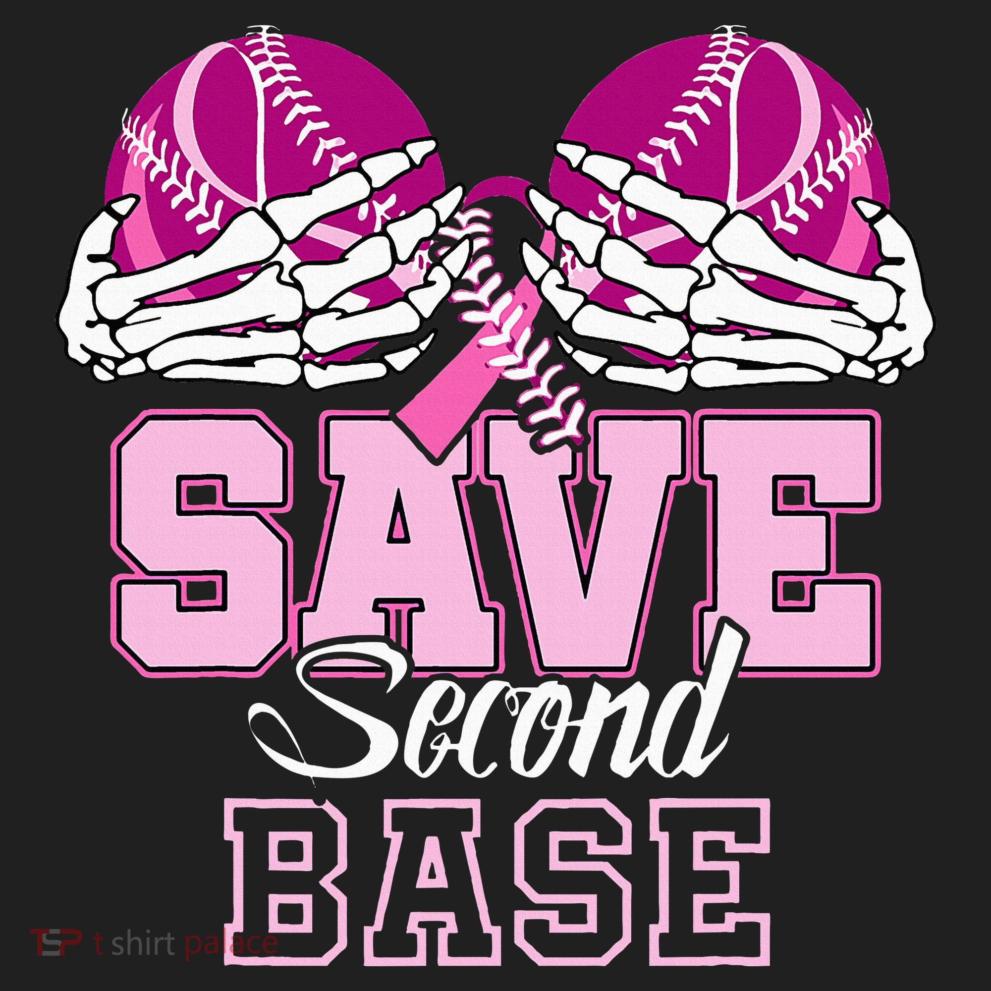 Save Second 2nd Base Baseball Breast Cancer Women's Sweatshirt